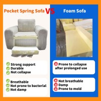 Sofá Cama Seccional de Lujo con Unidades de Muelles Ensacados Enrollados Individualmente, Tecnología de Compresión Ergonómica de Alivio de Presión y Estructura de Acero