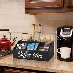 Caja de almacenamiento de cápsulas de café de madera con compartimentos para organizador de escritorio de barra de café, gran capacidad - Product Image 1