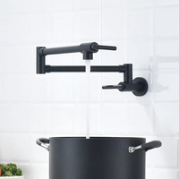 Robinet de cuisine pliant à double joint avec douchette pour cuisinière commerciale murale et évier de cuisine extensible à bras oscillant