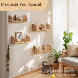 Wooden <b>Wall</b> <b>Mounted</b> Display Rack Rectangle Multipurpose Storage For Bedroom Entryway Decorative <b>Shelf</b> - Product Image 1