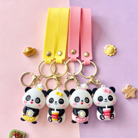 Llaveros de PVC hechos a mano con diseño de panda de dibujos animados, ecológicos, de alta calidad, para parejas, para coche, colgante para bolso, venta al por mayor