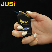 Briquet à Jet Gonflable JUSI en Caoutchouc Enduit UV, Flamme Bleue, Coupe-Vent, Nouveau Modèle Tendance