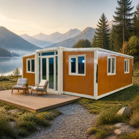 Maison conteneur de luxe extensible, préfabriquée, avec cadre blanc imitation bois, pour cabane de vacances en bord de lac, avec terrasse, fournisseur d'usine en gros