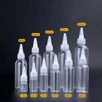 Bouteilles PET en stock de 10ml 20ml 30ml 50ml 60ml 100ml 120ml 150ml 200ml Flacon applicateur en plastique transparent à capuchon torsadé pour huile capillaire