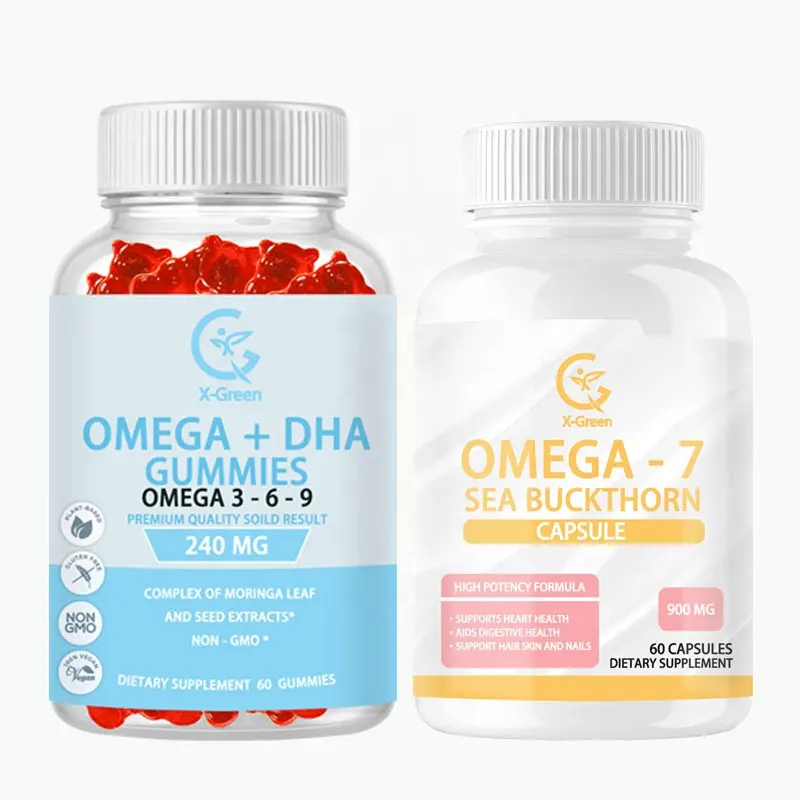 OEM hot sell Omega 3 6 9 + DHA Gomas Triple Omegas Plant-Based de Óleo de Semente de Chia com 50mg de DHA de Algas para Adultos