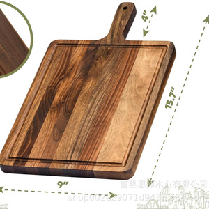 Acacia <b>Wood</b> Cutting Board Square With Handle Kitchen Chopping <b>Block</b> For Bread Fruit Household Use - Product Image 5