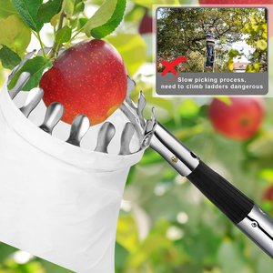 Outil de cueillette de fruits de qualité industrielle écologique, perche télescopique en aluminium, manche droit en plastique, personnalisable OEM, avec panier inclus - Product Image 3