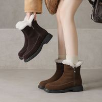 Sepatu Bot Pendek Wanita Cialisa Berkualitas Tinggi Bahan Kulit Suede Sapi Vintage Musim Dingin 2025, Sepatu Bot Salju Berbulu Wol Hangat, Sepatu Bot Setengah Tinggi untuk Wanita Ukuran 40