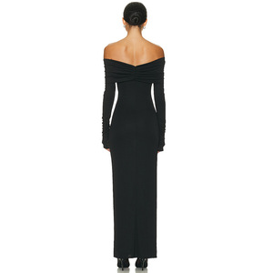 <span class=keywords><strong>Robe</strong></span> plissée taille-hanche à manches longues à motif solide pour femmes robes de soirée sexy - Product Image 4