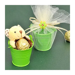Wedding Favors Personalize Small Bucket Green Tin Pail