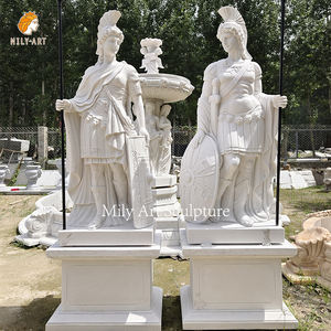 Exquisita decoración de jardín soldado escultura estatua de guerrero de mármol blanco a la venta - Product Image 1