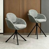 Chaise de salle à manger pivotante moderne en tissu bouclé, chaise d'appoint ergonomique avec pieds en métal noir, chaise de loisirs pour salle à manger, salon, maison