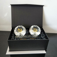 Cristal de diamant transparent fantaisie gravé en or Allah Muhammad Islamique pour cadeau souvenir