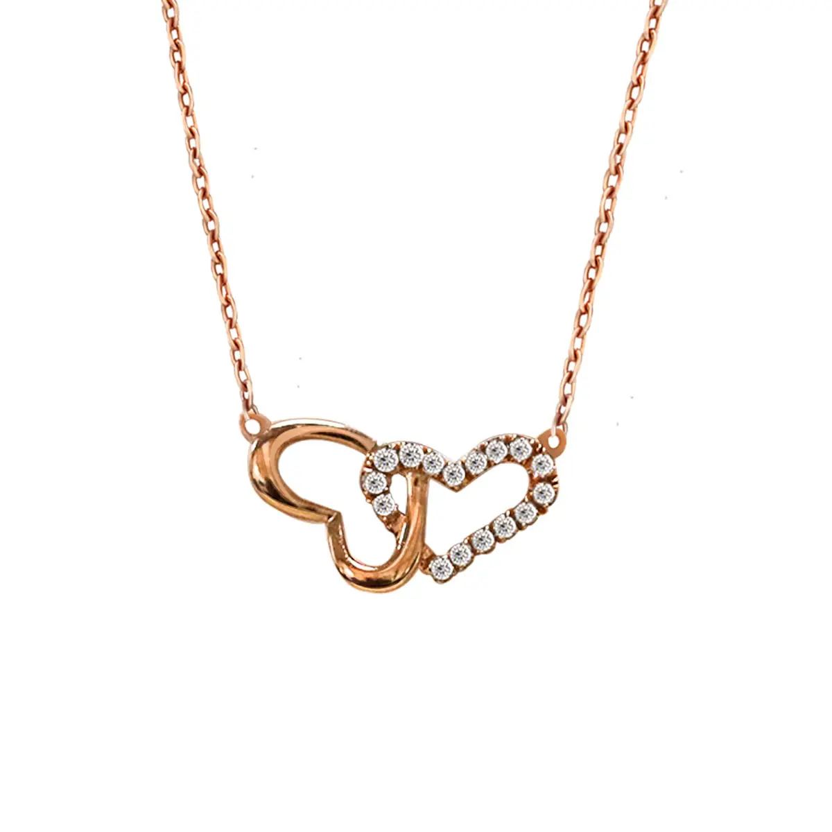 Wholesale Factory Lovely 18K Solid Rose Gold Diamond Pendant Heart Shape Necklace Jewelry for Women Gift