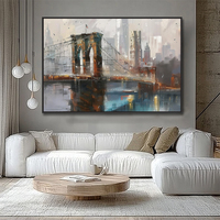 Peinture acrylique moderne peinte à la main, paysage de la ville de New York, toile écologique, art mural abstrait, images colorées, décoration intérieure, Roya Art