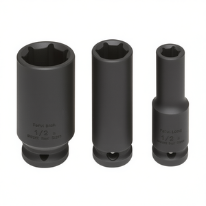 Jeu de clés à douille à chocs longues Fervi, entraînement 1/2 pouce, tailles métriques, pour réparation automobile - Product Image 2