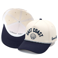 Op maat gemaakte touw trucker pet, tweekleurige baseballcap met geborduurd shell logo, gestructureerde 5-delige touwpet voor strandvakantie souvenir