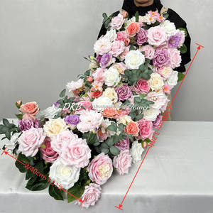 DKB Usine de fleurs artificielles, vente en gros, chemin de table en fleurs roses faites à la main, 170 cm, soie, décoration pour la fête des mères, mariage, style moderne - Product Image 2