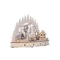 Pont en forme d'arc semi-circulaire de 45cm, pont de Village en bois à LED de noël, décoration lumineuse