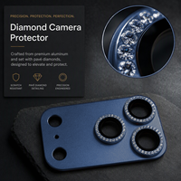 Protection d'objectif d'appareil photo en diamant véritable étincelant pour iPhone 17 et 18 Pro et Pro Max – Idéal pour les magasins d'accessoires mobiles