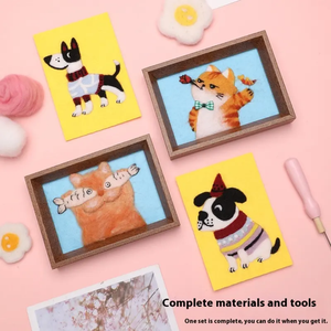 Moderne Stijl Wolvilt Punch Naald Kat En Hond Frame Ornament Kit Handgemaakte Creatieve Huisdecoratie Met Gedetailleerde <span class=keywords><strong>Tutorial</strong></span> - Product Image 2