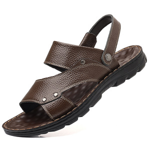 Sandales pour hommes, été, cuir souple, semelle en caoutchouc antidérapante, chaussures décontractées pour l'extérieur, chaussures de papa, semelle intermédiaire en EVA, talon de 1 à 3 cm - Product Image 5