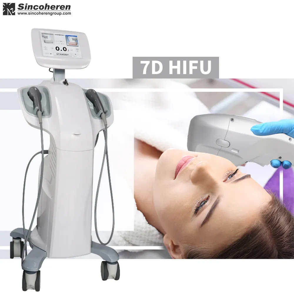 Free shipping 7d Hifu with 7 cartridges 11 lines body and face lifting skin tightening wrinkle removal body contouring machine
