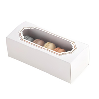 Boîte à macarons avec fenêtre transparente et structure à tiroir coulissant pour l'emballage de pâtisseries en vente au détail