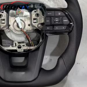 Volant de voiture entièrement en cuir pour <span class=keywords><strong>Toyota</strong></span> <span class=keywords><strong>Corolla</strong></span> LC79 LC76 LC70 LC300 Land Cruiser <span class=keywords><strong>GR</strong></span> Sports, style de qualité, noir - Product Image 4