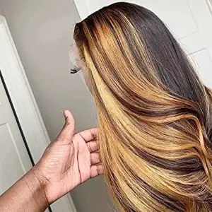 Peluca de cabello humano liso de 20 pulgadas, postizo de encaje Real P4/27, Color Frontal, pelo brasileño