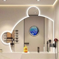 Miroir mural décoratif LED intelligent en verre trempé pour salle de bain, forme irrégulière ours en peluche, avec capteur tactile, intensité réglable, anti-buée, certifié CE, vente en gros