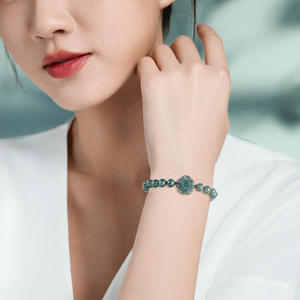 Bracelet en jade naturel tressé à la main avec roses, de haute qualité, pour femme, vente en gros, design original SL70 - Product Image 5