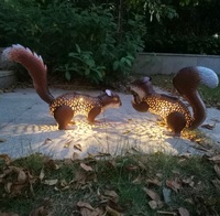 Statue d'animaux en métal, décoration de jardin, Statue d'écureuil, alimenté par énergie solaire