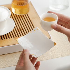 Sottobicchiere <span class=keywords><strong>e</strong></span> Piattino in Porcellana Bianca Anti-scottatura, Tappetino Termoisolante per Tè, Utensili in Ceramica per Tè Kung Fu, Sottobicchiere Bianco Giada - Product Image 4