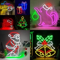 Panneau néon LED Joyeux Noël 3D à suspendre au mur, alimenté par USB, commande manuelle, décoration sapin de Noël et bonnet du Père Noël pour la maison, le bar et les fêtes