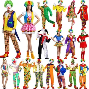 Costume Halloween Joker Costumes de fête pour adultes Costumes de clown Costumes de scène avec perruque et masque