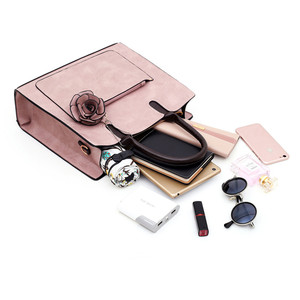 Fábrica en stock al por mayor personalizado elegancia hermosas damas negro de cuero formal bolsas de mano de 3 en 1 bolsos para mujeres - Product Image 6