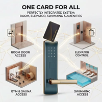 Cerradura Inteligente de Aleación de Zinc con RFID para Puertas de Hogares, Apartamentos y Oficinas, con Desbloqueo por Código, Tarjeta y Llave, de Bajo Consumo Energético