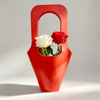 Sacs cadeaux en papier kraft pour bouquets de fleurs roses avec poignées, sacs de transport portables pour emballages floraux pour la Saint-Valentin, la fête des mères