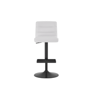Tabouret de bar en cuir blanc réglable de qualité supérieure avec base noire, chaise de bar pivotante moderne et élégante pour îlot de cuisine