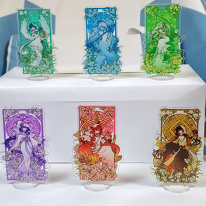 6 pièces/ensemble, modèles de plateau de jeu de fenêtres en vitrail, Mavuika Pyro Archon <span class=keywords><strong>Morax</strong></span> Beelzebul Barbatos, support en acrylique, modèle de jouet, cadeau - Product Image 2