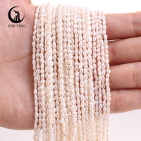 Perles d'eau douce de culture 3A en forme de riz pour la fabrication de bijoux, collier et bracelet, vente en gros