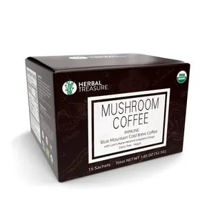 咖啡混合灵芝灵芝蘑菇速溶咖啡7合1最大袋OEM盒包装食品有机间隙GMP