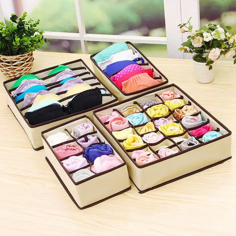 4 Size Underwear Bra Socks Storage Box Closet Wardrobe Organizer Box Drawer for Ties Scarfs Shorts Lingerie Home Storage Boxes