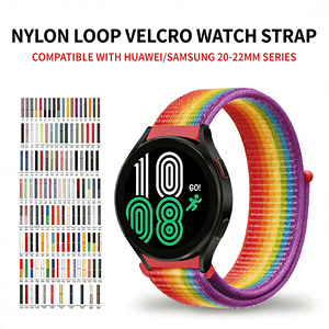 Bracelet de montre en nylon souple réglable de 20 mm 22 mm pour Samsung Galaxy Watch4 Classic <span class=keywords><strong>Watch5</strong></span> <span class=keywords><strong>Pro</strong></span> Sport, bracelet de montre intelligente en tissu - Product Image 1