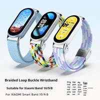 Tali Jam Tangan Mi Band 10 Bahan Nilon Kepang dengan Loop Anyaman dan Gesper Jepret Lebar Tali 14mm untuk Smart Band 9/8