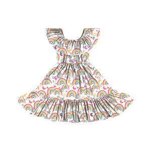 Robe décontractée pour enfants BQ-486-WXL, robe de fête, robe à bretelles, robe à volants aux épaules, robe florale pour bébé fille - Product Image 3