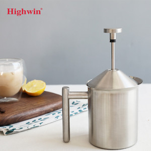 HIGHWIN 400ml 800ml <span class=keywords><strong>Mousseur</strong></span> à <span class=keywords><strong>lait</strong></span> manuel <span class=keywords><strong>en</strong></span> acier inoxydable avec double filtre et mécanisme de pression spécial - Product Image 2