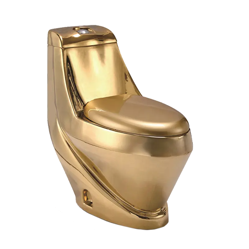 Colorful golden color silk plated washroom toilets bathroom water closet 1 pc toilet