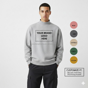 Sudadera Unisex con Cuello Redondo, Estilo Hip Hop Urbano, Hombros Caídos, Color Liso, Talla Grande, con Impresión de Logotipo Personalizado - Product Image 1